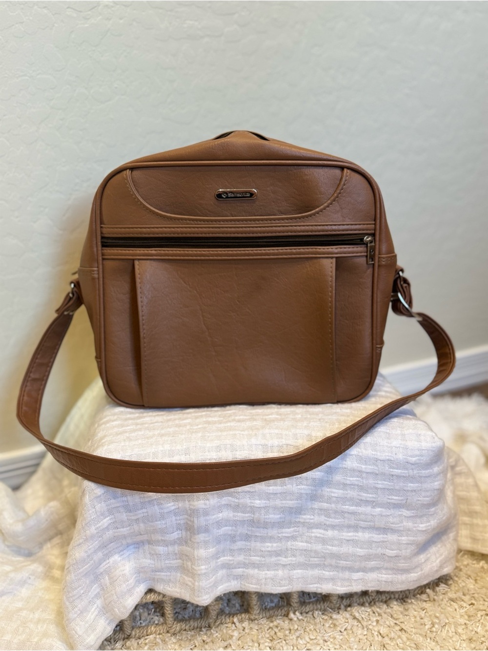 Vintage 1980s Samsonite Concord Shoulder Tote Bag Terra Cotta Travel Carry-On